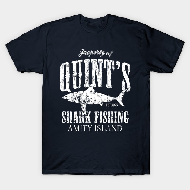 Quint's Shark Fishing Retro Amity Island T-Shirt by E